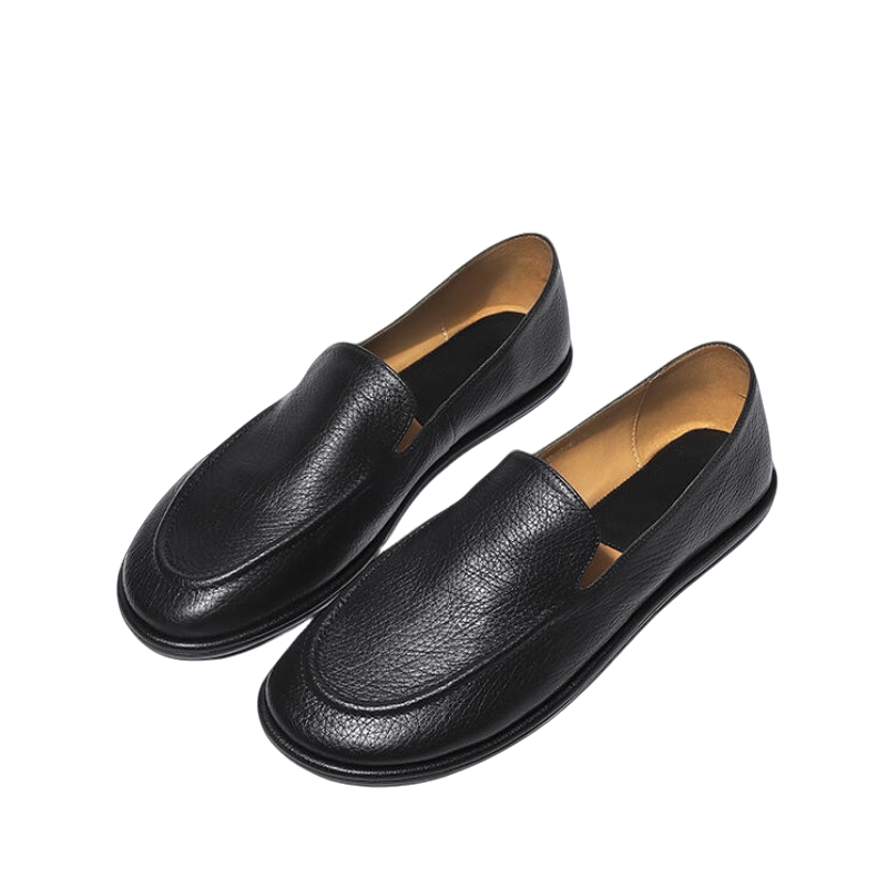 高档舒适百搭超软小羊皮row风真皮乐福鞋女一脚蹬不累脚平底单鞋