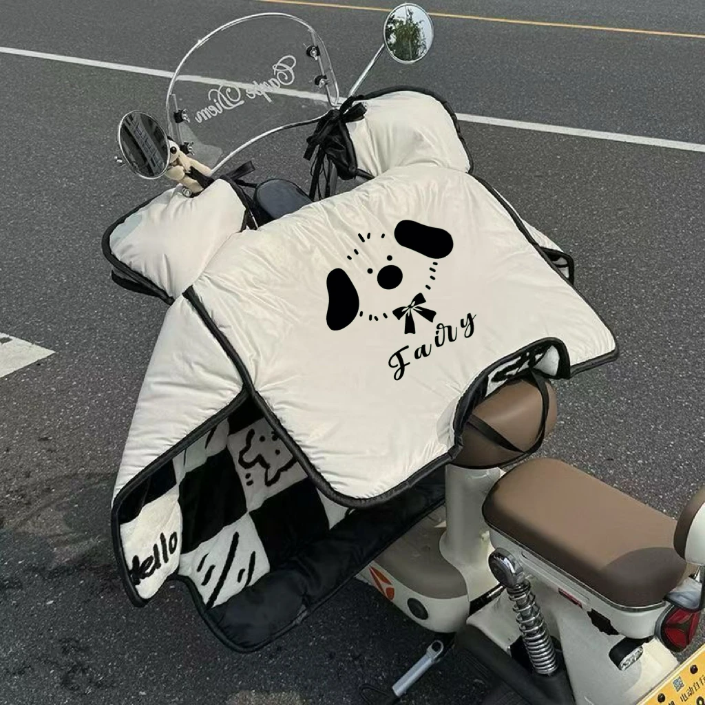 电动车挡风被牛奶绒保暖防寒加大加宽防风防水巨厚摩托挡风被9124