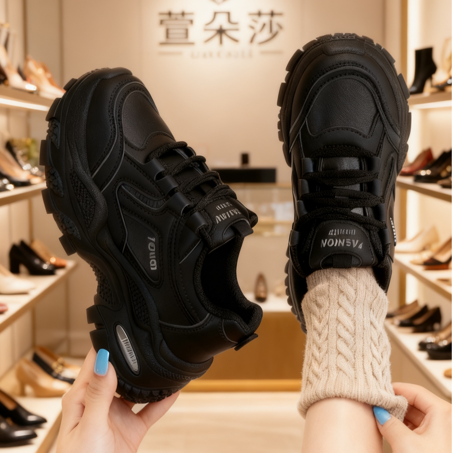 加绒老爹鞋女冬季增高厚底2025新款秋冬女鞋百搭学生棉鞋运动鞋子