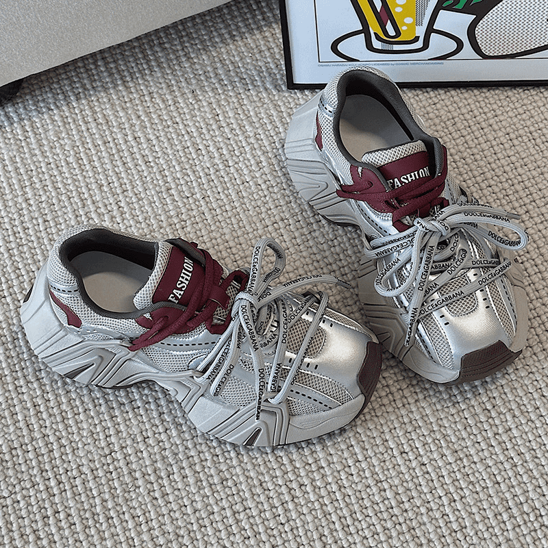 万达撤柜巴黎真皮老爹鞋女2024秋季新款爆款厚底增高百搭跑步鞋休