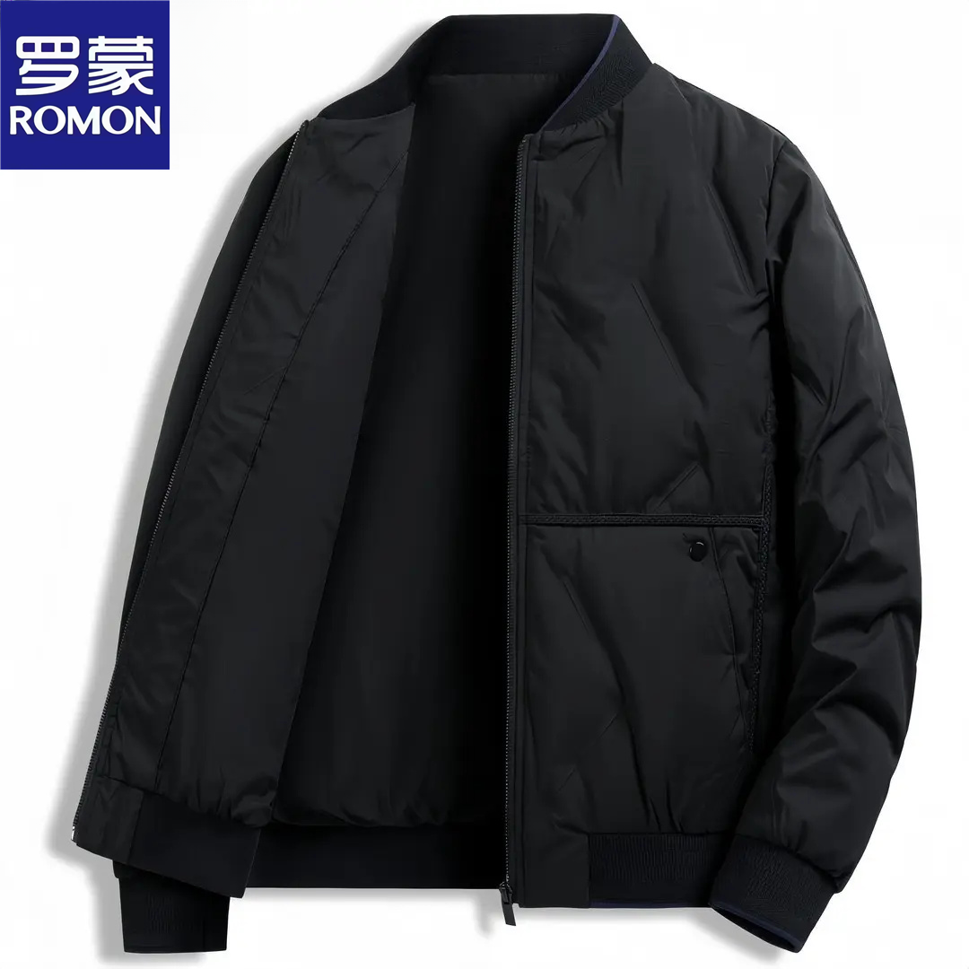Romon/罗蒙羽绒服男士商务冬季轻薄保暖时尚流行帅气棒球服外套潮