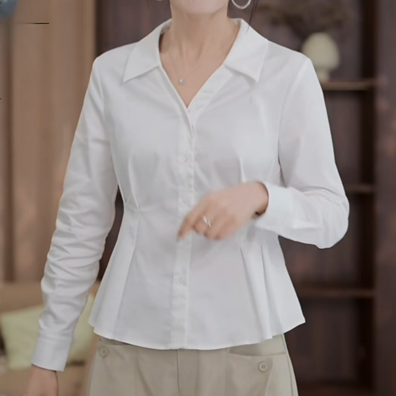 【天才女友】轻奢气质长袖衬衫收腰显瘦百搭上衣LK2505961