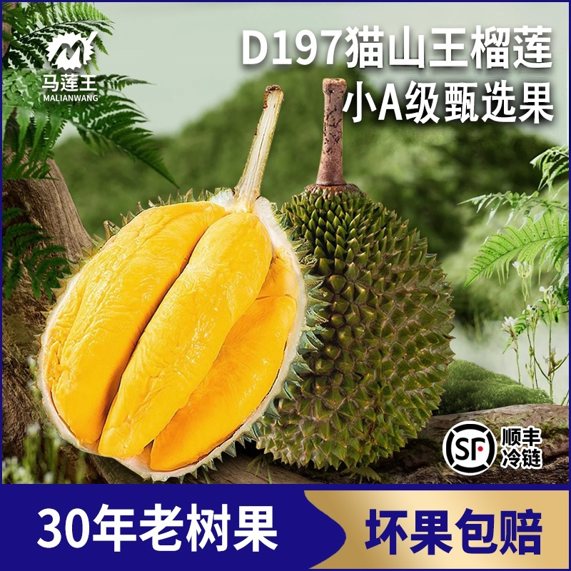 小A级猫山王D197榴莲马来西亚进口液氮锁鲜自然树熟2-3斤