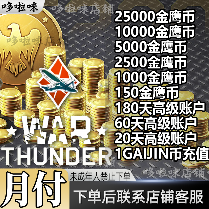 War Thunder 战争雷霆端游国际服金鹰币充值高级会员载具GAIJIN币
