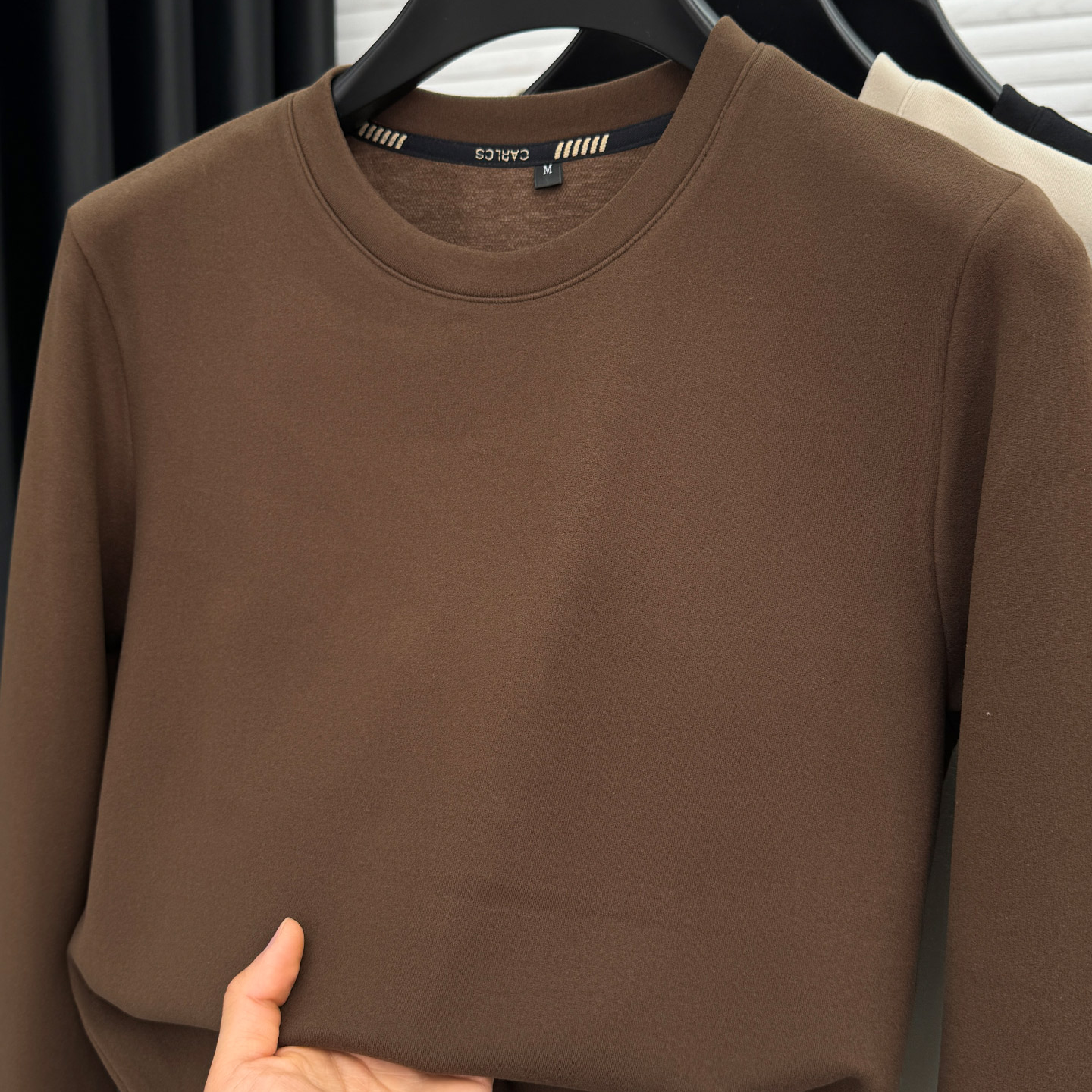 John Bunni高品质德绒长袖t恤男士秋冬季套头磨毛保暖内搭打底衫