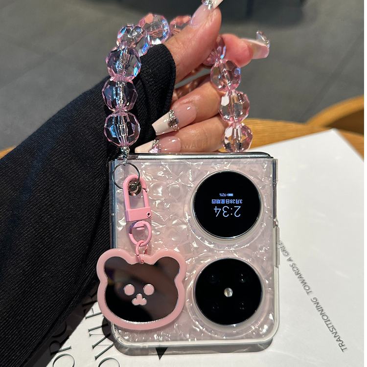 小熊镜子适用华为Pocket2手机壳purax折叠屏P50透明s小米mixflip2