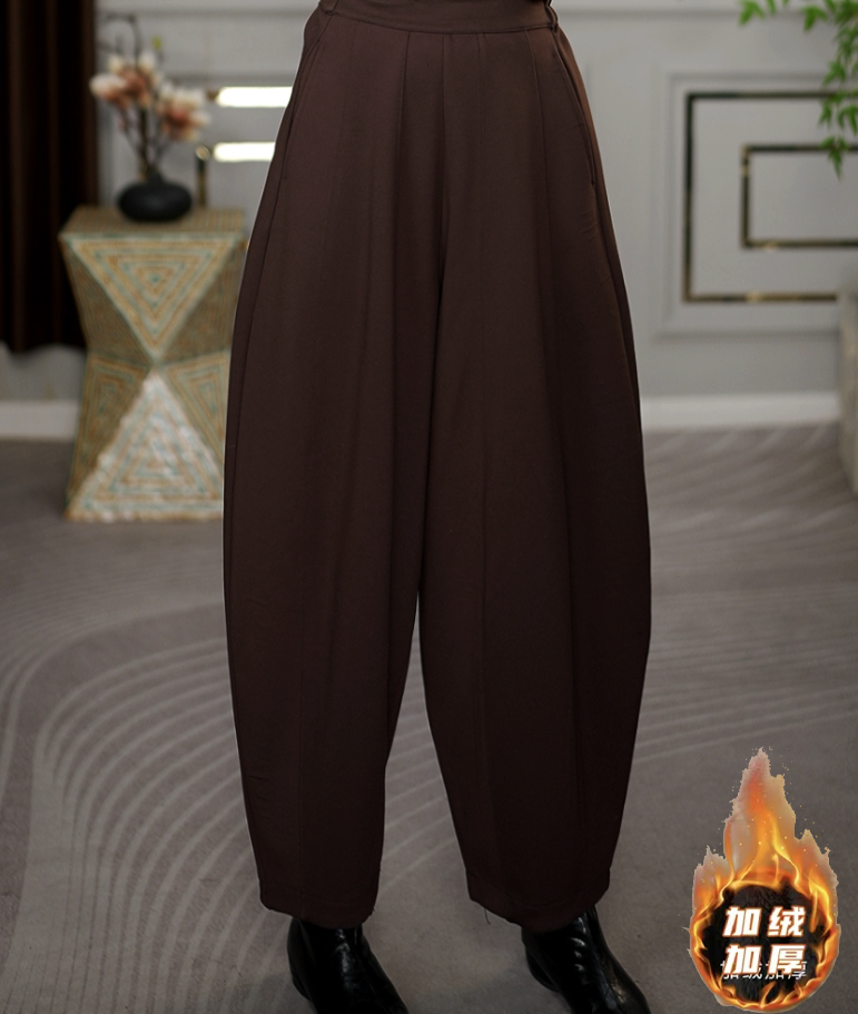 冬季新款时尚洋气加绒加厚保暖休闲裤