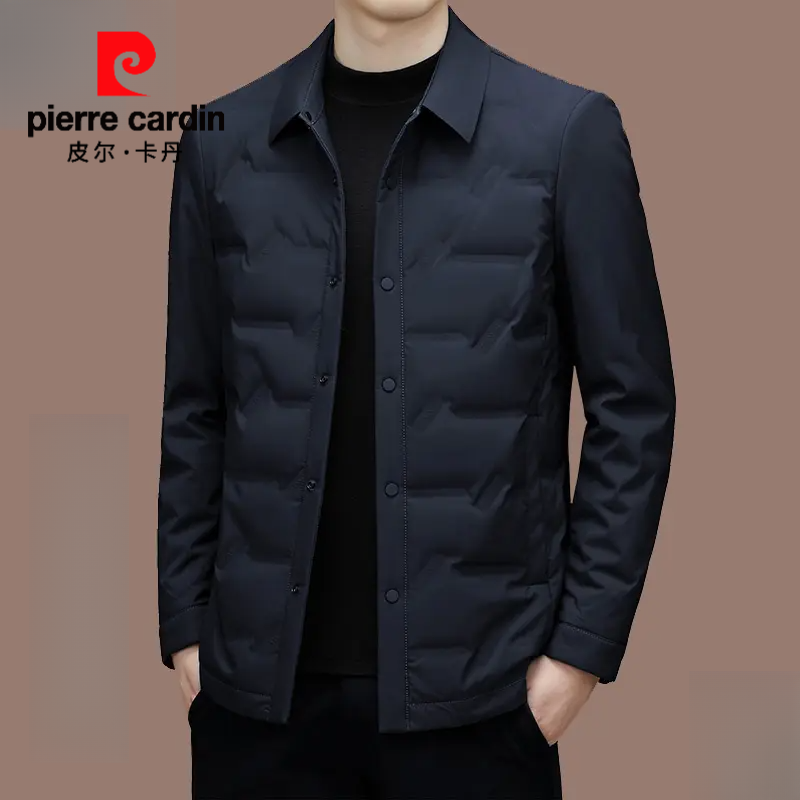 皮尔卡丹秋冬短款轻薄羽绒服男士冬季保暖时尚潮流高档翻领外套男