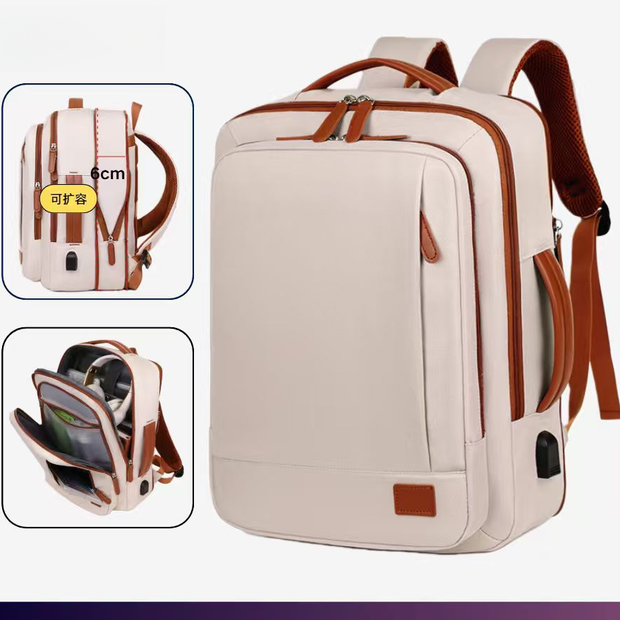 跨境休闲双肩包扩容大容量旅行背包时尚防水电脑包多功能学生书包