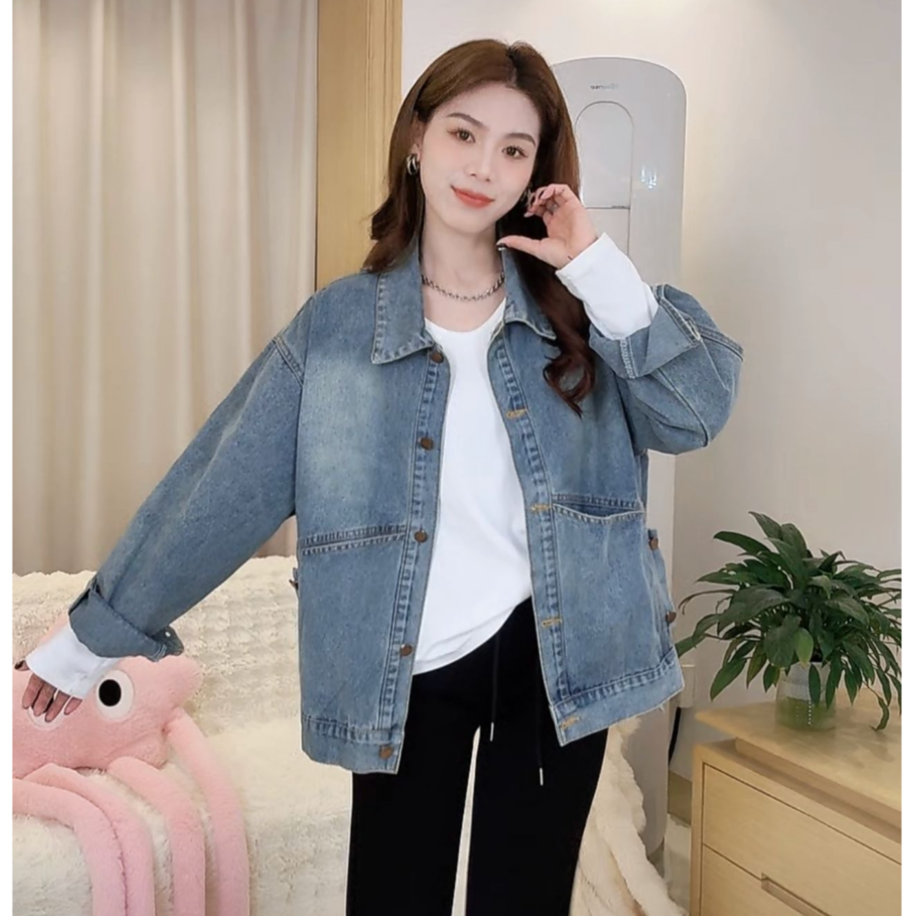 2025新款复古牛仔外套女韩版慵懒风宽松休闲时尚夹克上衣女6386#