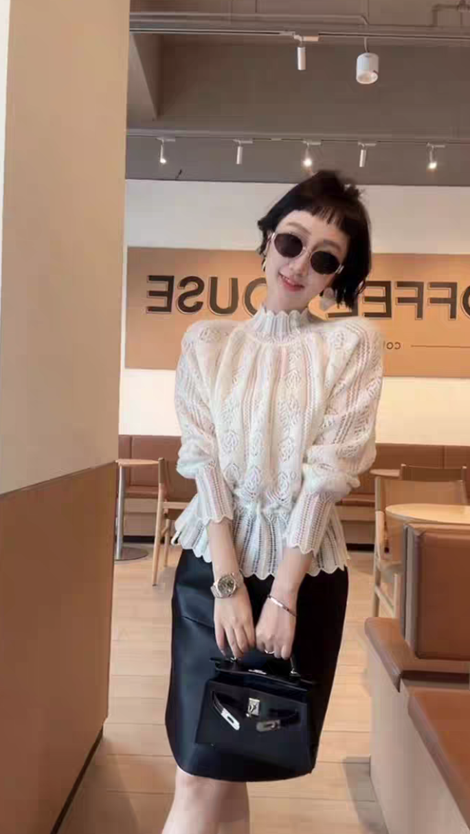 常规薄款镂空针织休闲风毛针织衫衬衫打底衫轻奢气质时尚百搭