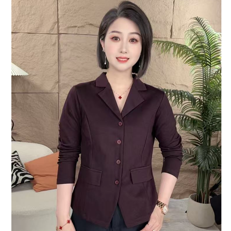 2025口袋盖西装领开衫秋装简约收腰衬衫遮肚子女百搭格子上衣衬衣