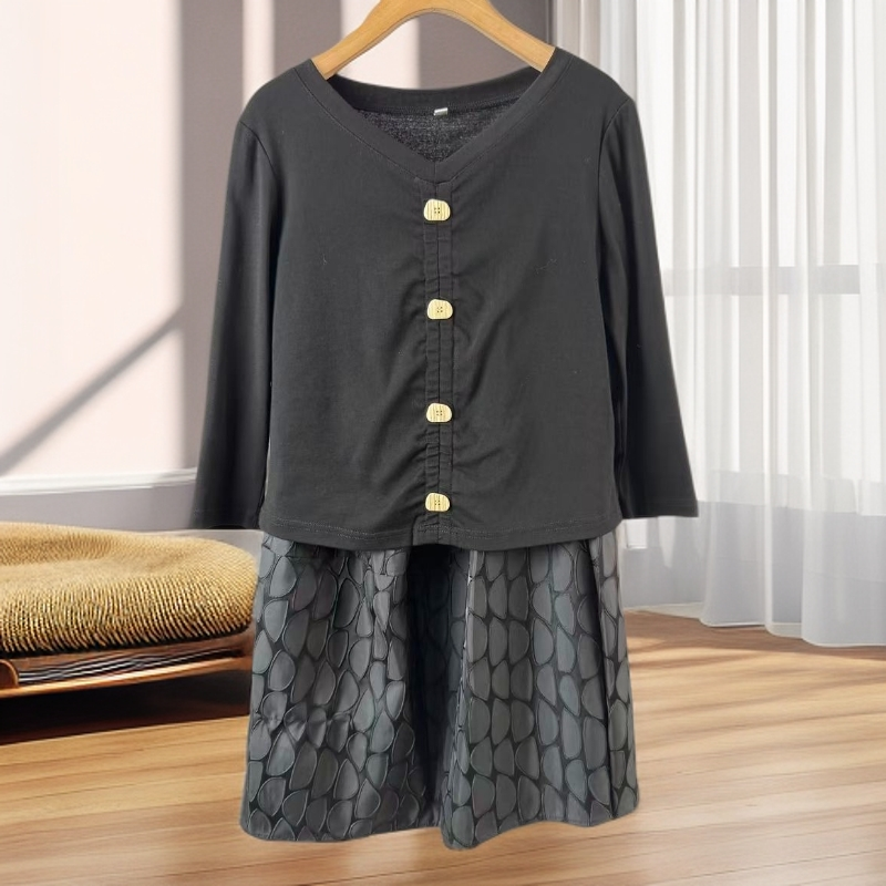 【W840黑色香槟色套裙】时尚百搭新款休闲时尚百搭洋气2025套裙