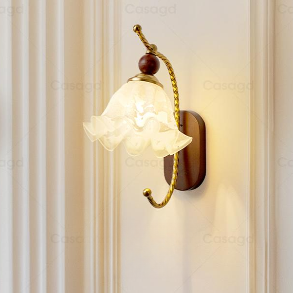 中古风灯具客厅壁灯法式复古玻璃高级温馨卧室床头走廊过道灯具