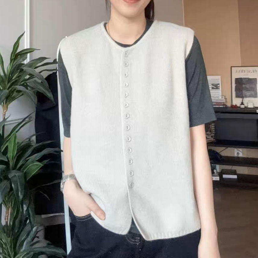 【常规码】【厚实】洋气毛衣背心女针织马甲开衫女秋冬叠穿外搭坎肩