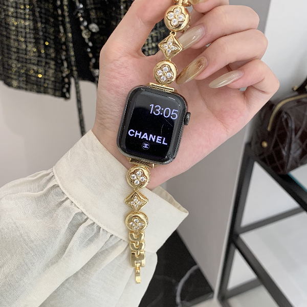 老花锆石金属链表带适用iwatchS11苹果手表AppleWatchS1098765E女