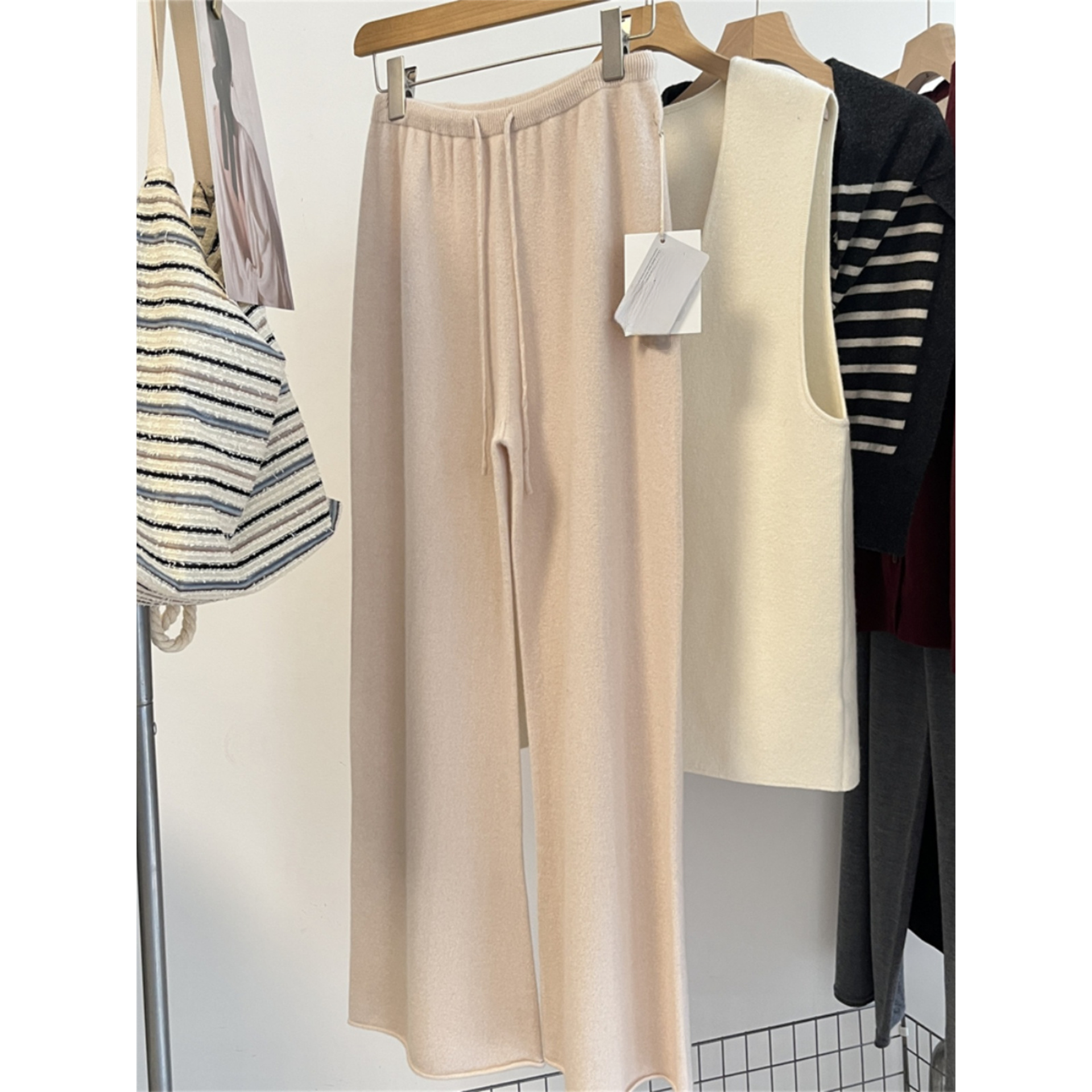 真心舒服！巨推荐！针织阔腿裤女松弛慵懒直筒裤显瘦卷边拖地长裤子