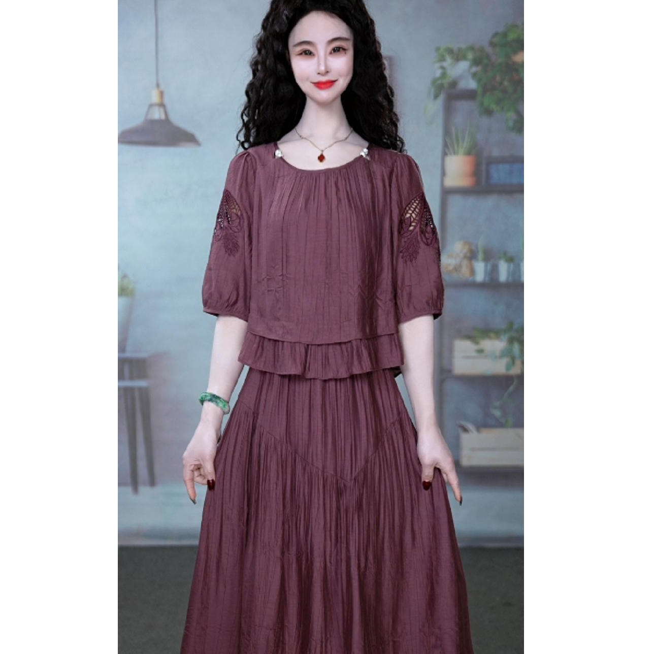 新款高级感轻奢气质遮肉减龄百搭大方显瘦连衣裙M-4XL