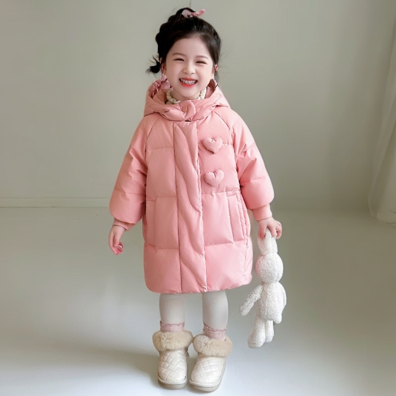 女童羽绒服冬季2025新款洋气儿童冬装轻薄中长款女宝宝白鸭绒外套