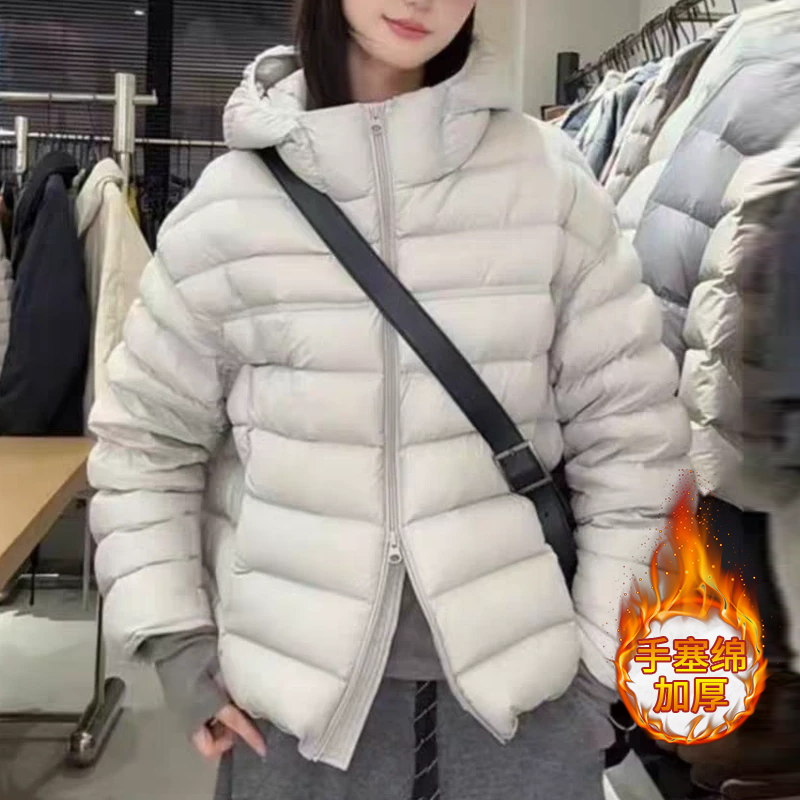 网红洋气连帽泡芙棉服外套女2026年秋冬新款加厚保暖显瘦开衫上衣