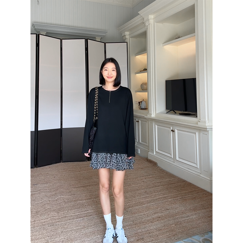 郭九九呢 羊毛简约百搭宽松显瘦针织衫毛衣碎花半身裙 G925A13944