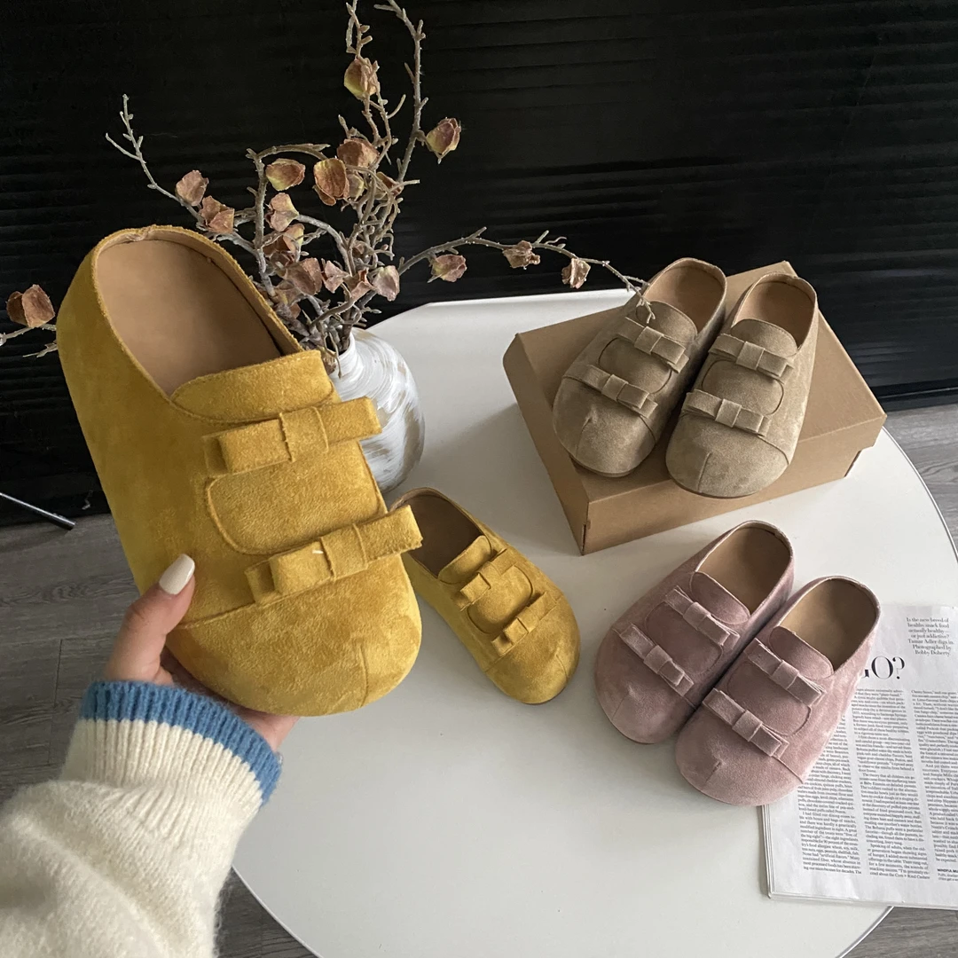 网红蝴蝶结厚底勃肯鞋女外穿2025新款显瘦洋气轻便包头半拖一脚蹬