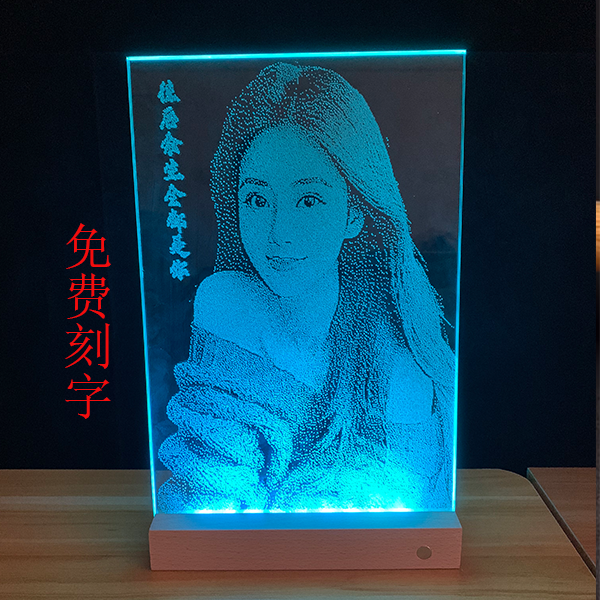 （情人节定制）非遗手工锤子琉璃真人玻璃画玻璃画像定制真人照片