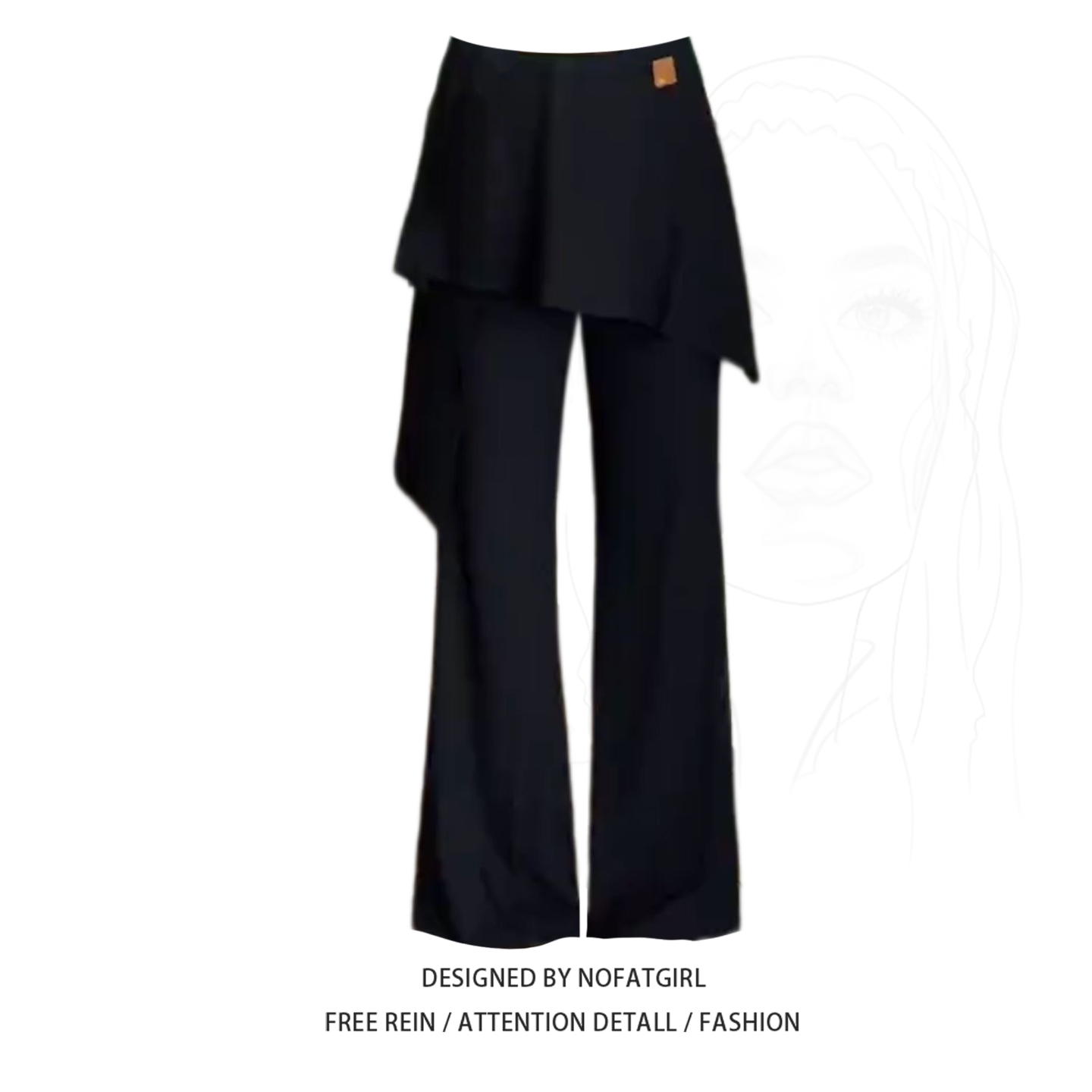 大码胖妹妹松紧高腰微喇叭休闲裤女秋季宽松黑色显瘦垂感屁帘长裤