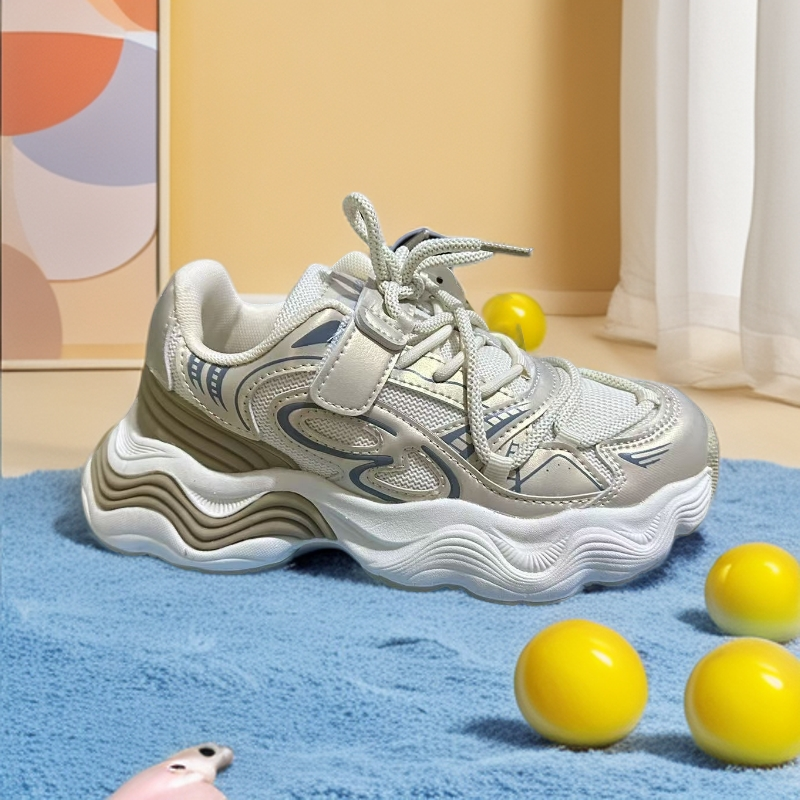 男女童秋季双网透气运动时尚跑步老爹鞋贴片防滑乳胶鞋垫beibei'