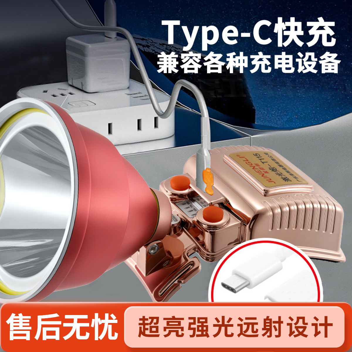 强光头灯充电超亮头戴式手电筒远射户外感应超长续航锂电矿灯