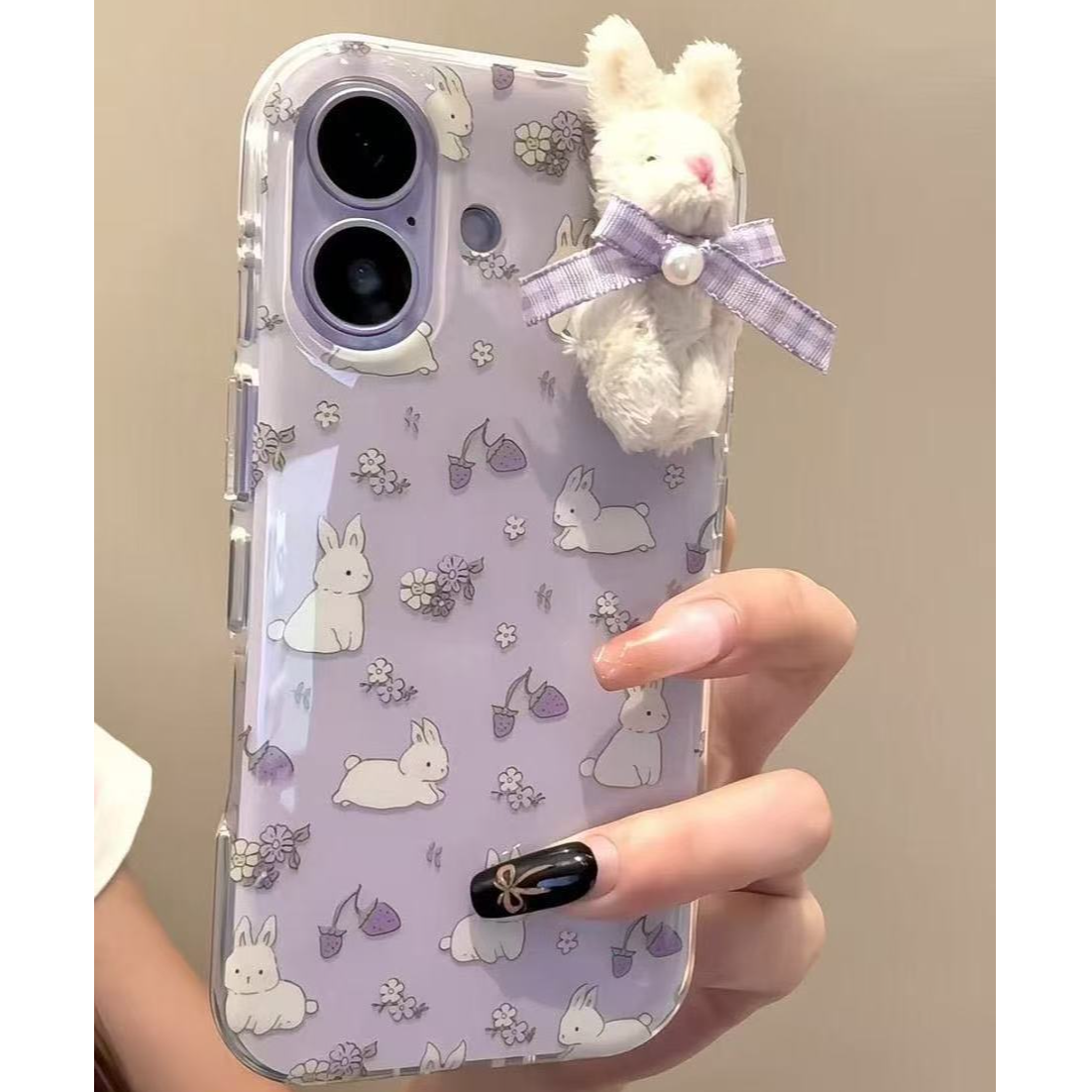 诚星泽碎花兔子公仔适用苹果17PRO手机壳华为OPPO小米17PROVIVO女