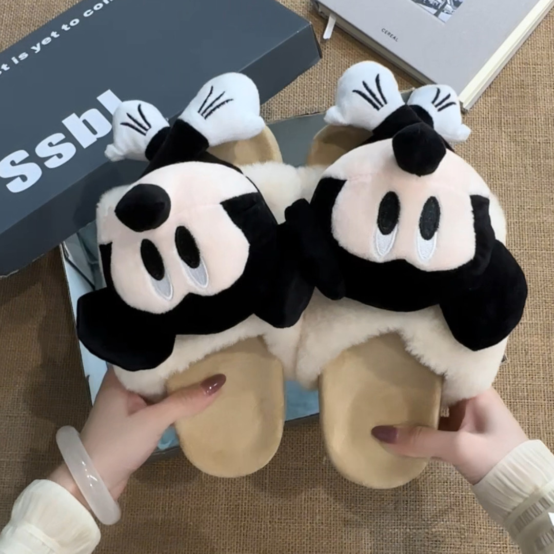 可爱卡通大老鼠一字拖外穿女2025年秋冬季新款时尚百搭学生家居潮