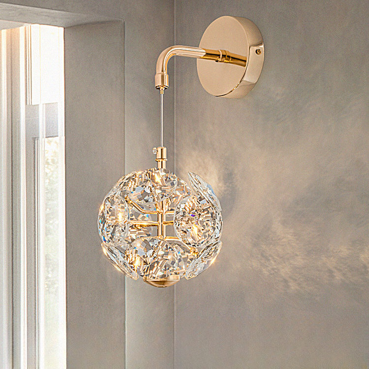 蒲公英壁灯 床头水晶卧室轻奢房间墙灯设计师高级感客厅