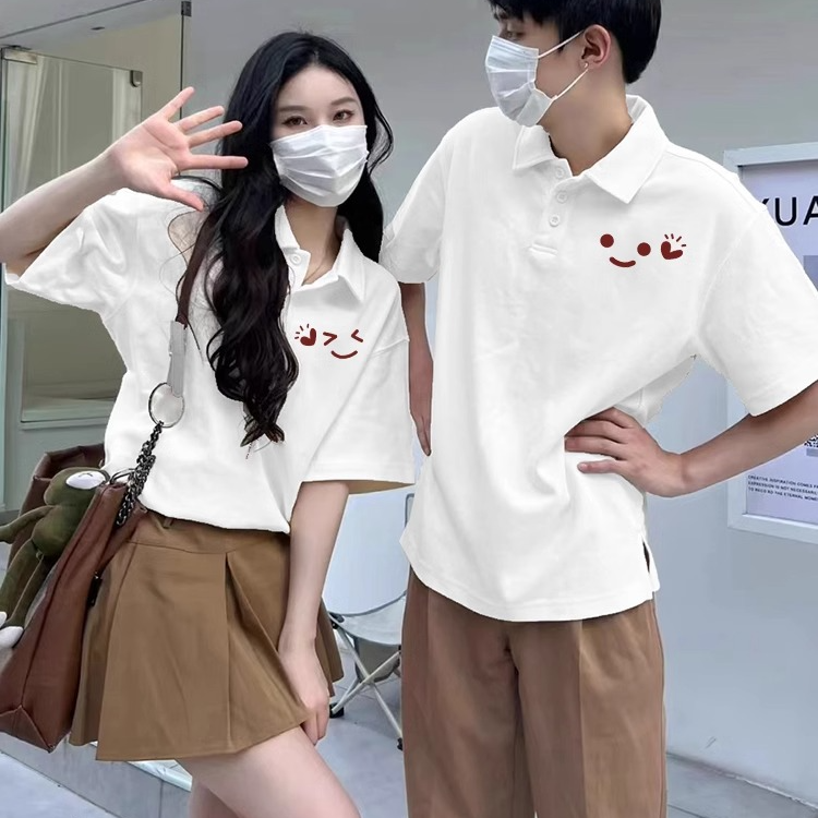 小众轻奢情侣装polo衫短袖夏天款一男一女2025网红新款潮牌t恤