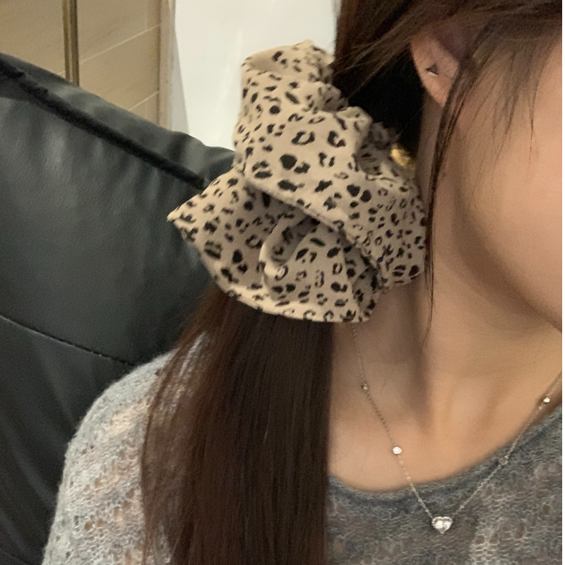 元气满满豹纹大肠发圈法式头绳女扎马尾成人高级感小众绑头发绳