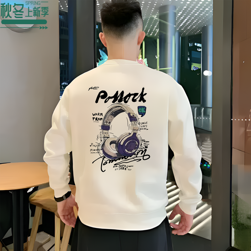 成熟痞帅男士卫衣爆款2025新款时尚潮流春秋冬宽松圆领打底长袖男