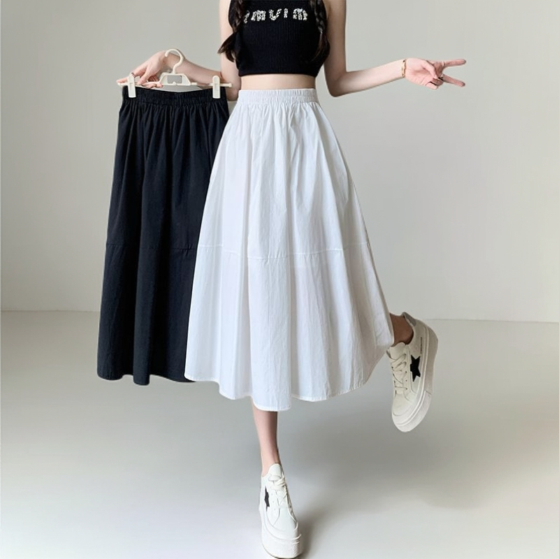 2025新款A字高腰薄款松紧腰中长款垂感纯欲老钱风松弛感女装贵气