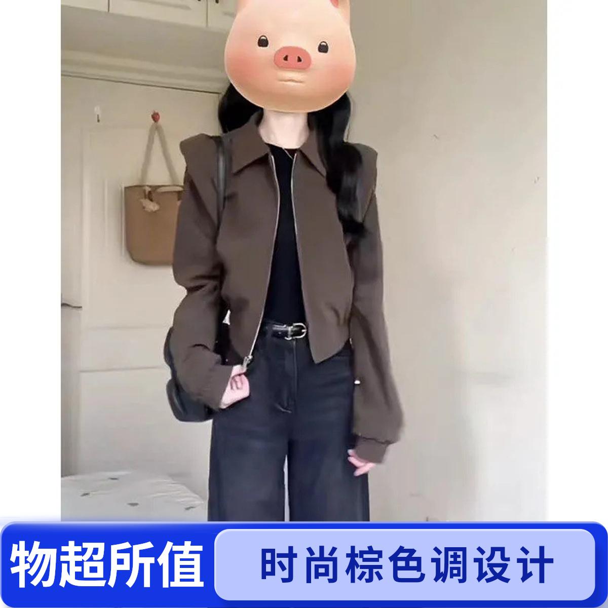 时尚女装翻领短款薄款短外套上衣百搭秋季女复古纯色气质网红休闲