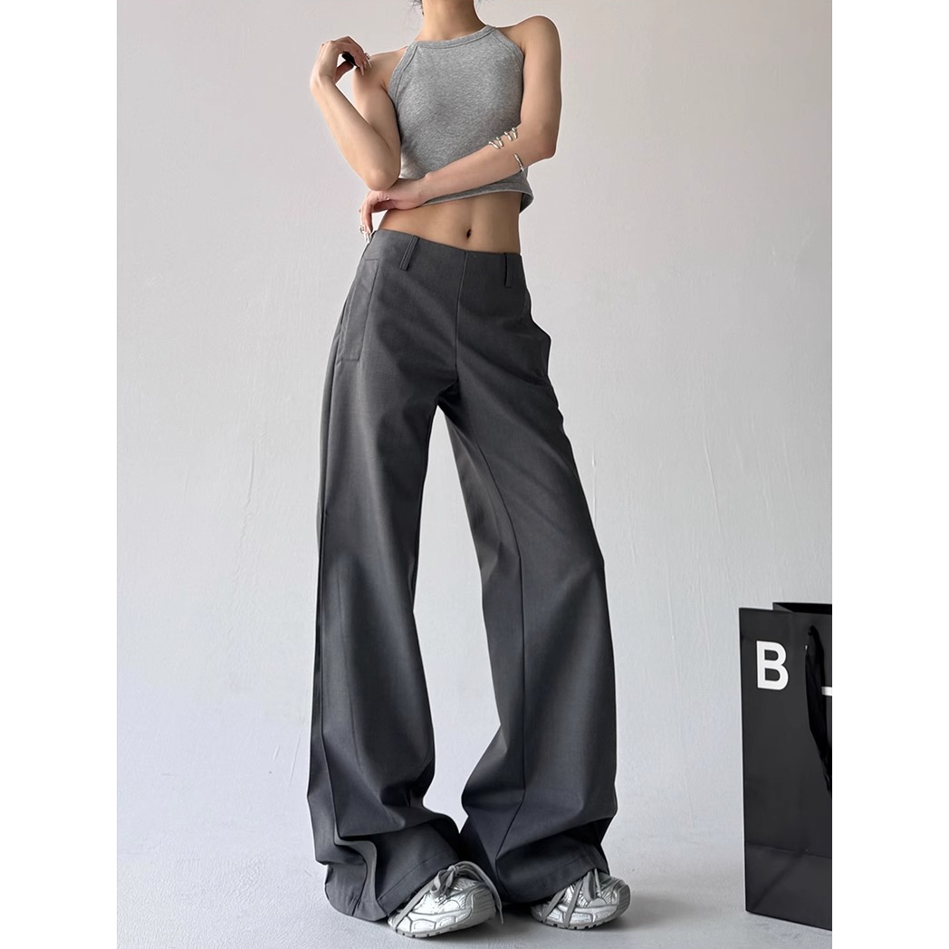 复古2025早秋季新款微喇高腰直筒西装裤女裤拖地长裤休闲百搭裤子