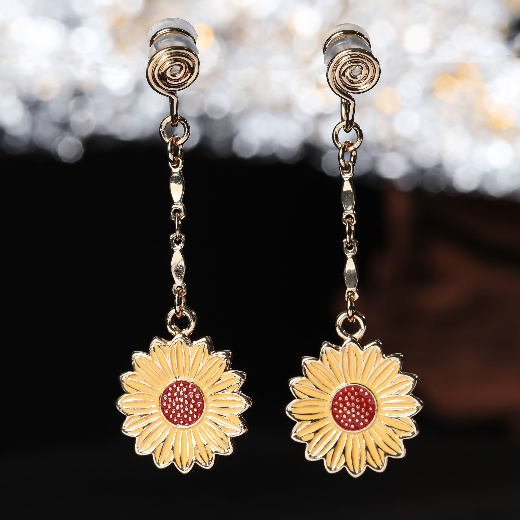 合金耳饰 女主感金色向日葵无耳洞耳夹精致女学生党耳饰潮女氛围