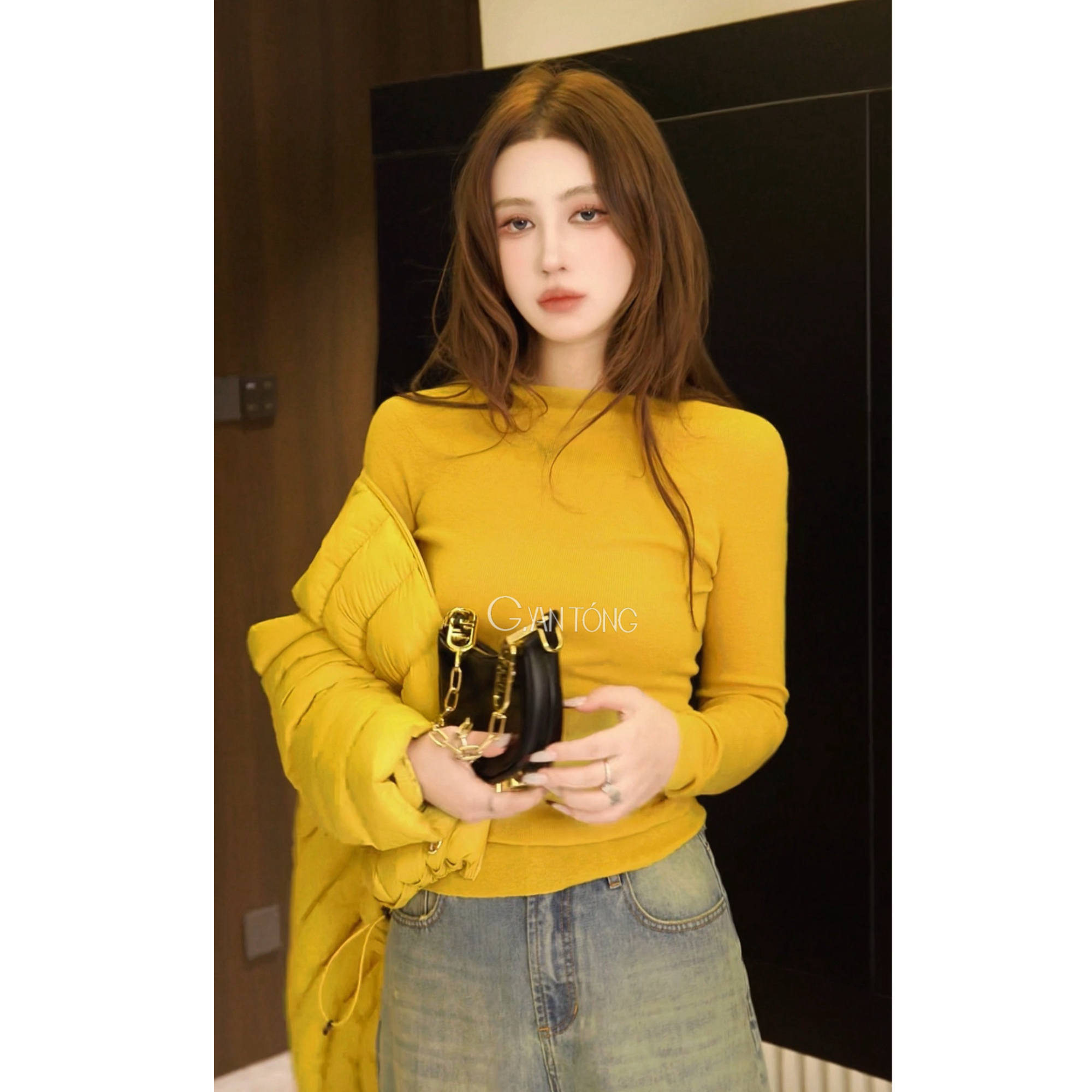 G. yantong/郭彦彤设计感羊毛长袖打底衫冬款洋气显瘦DD1231