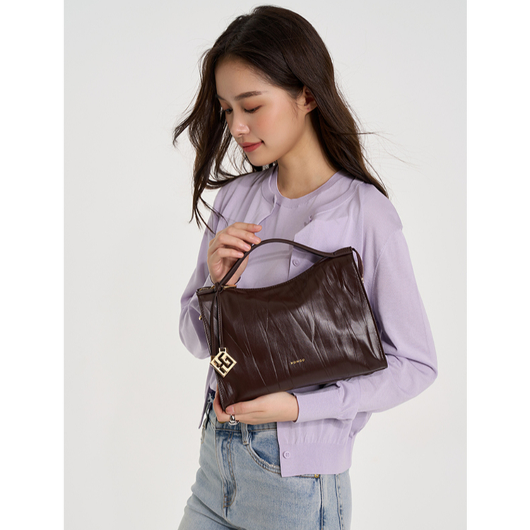 HONGU/红谷女包高级感手拎单肩包简约风真皮斜挎包通勤百搭小众