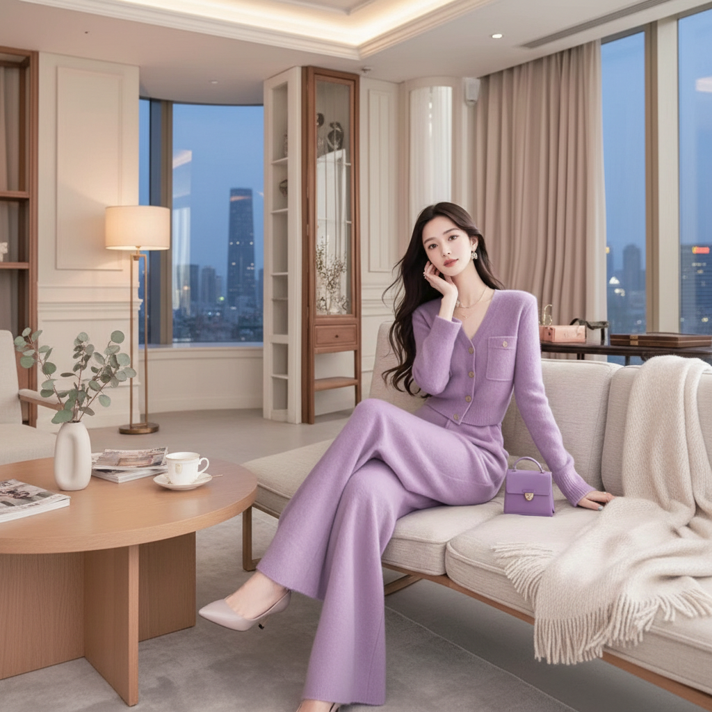 秋冬新装高级感时尚休闲套装小香风洋气时髦气质毛衣裤子两件套装