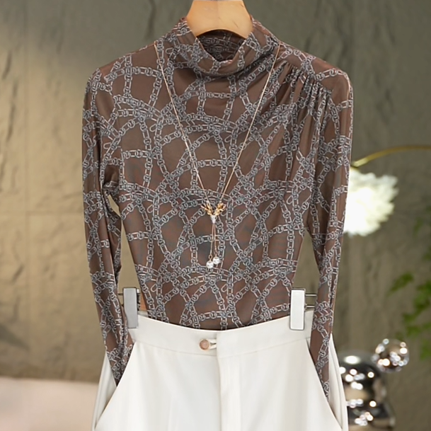 449#高贵上档次小衫2025新款潮流气质时尚长袖网纱打底衫上衣