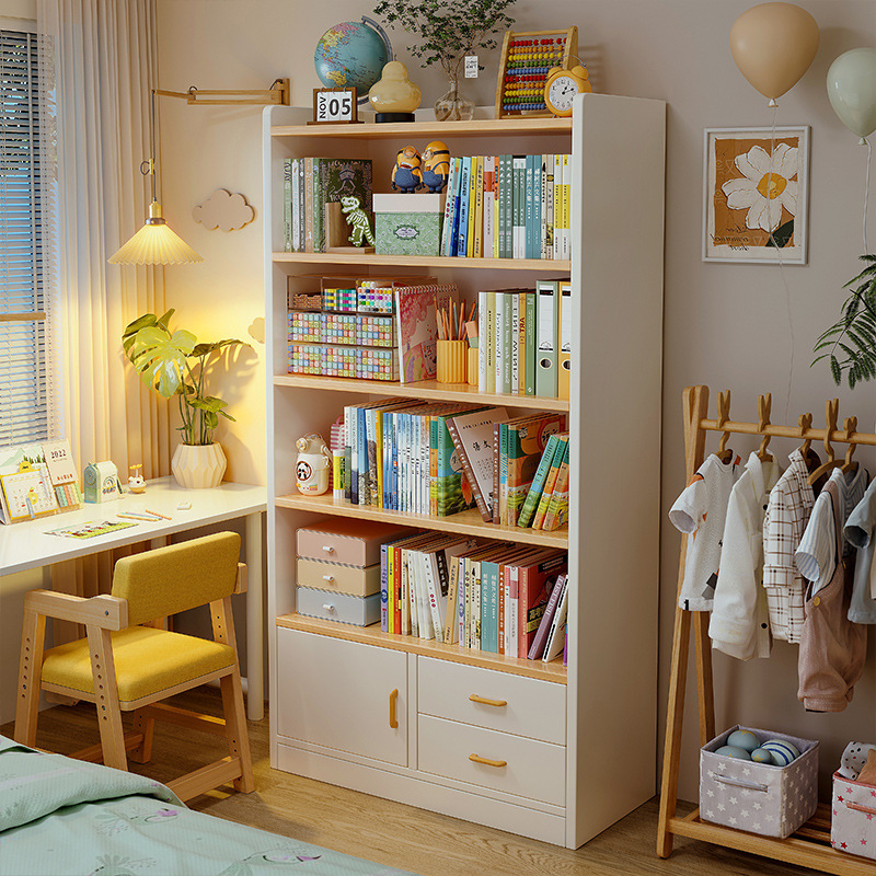 实木书架落地置物架客厅储物柜靠墙一体书柜储物柜一体靠墙