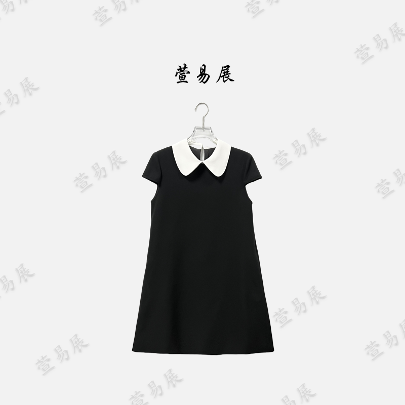 萱易展-“珍妮裙”进口三醋酸轻奢百搭撞色气质连衣裙-QZ061401