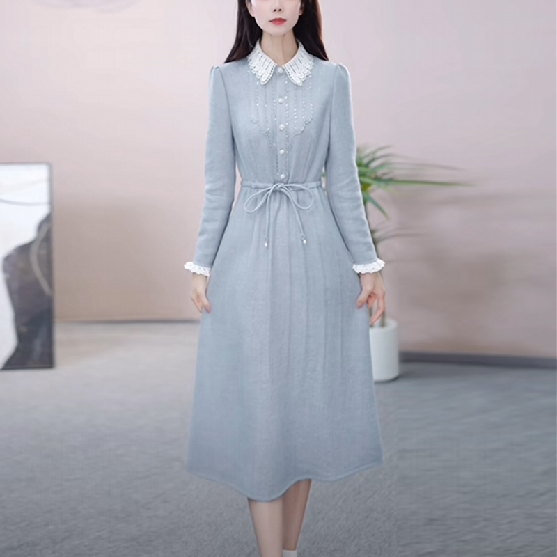 麦尔绒气质减龄极简风女装2025秋冬新款时尚洋气收腰显瘦连衣裙子