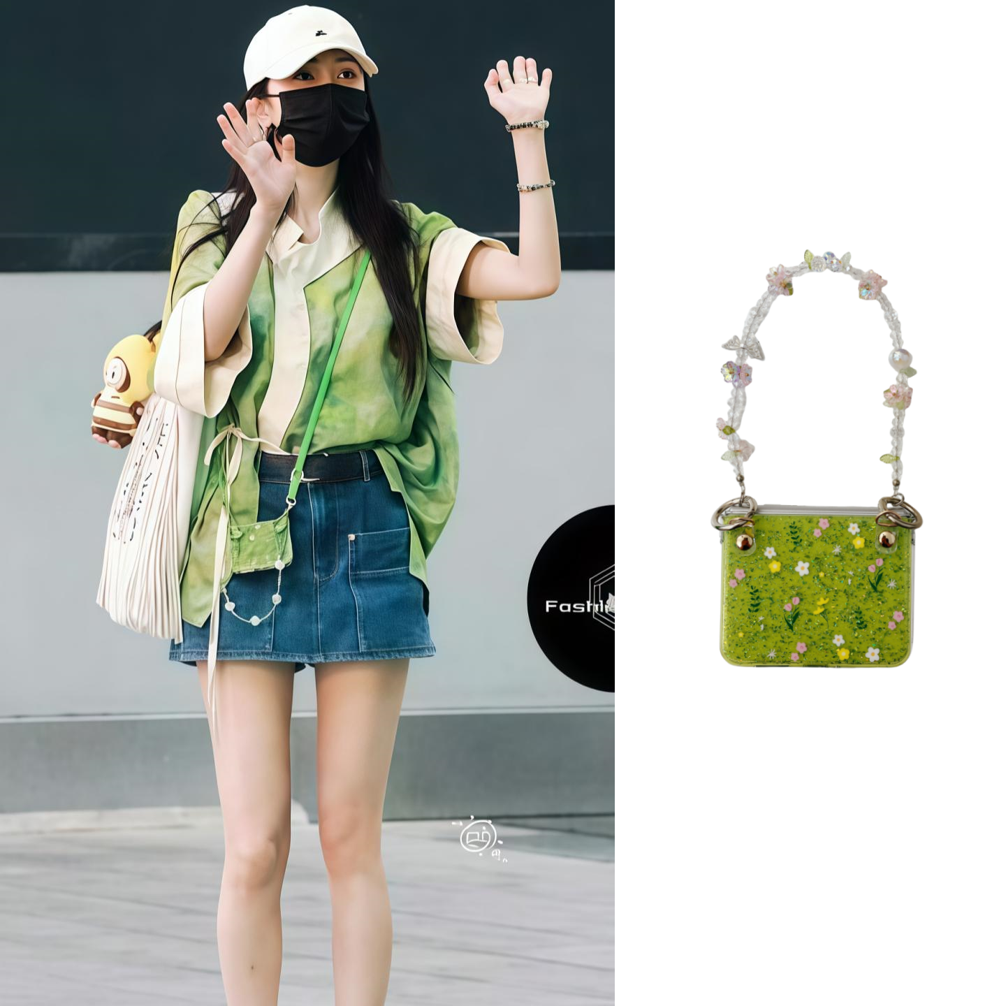 杨幂同款绿色闪粉花适用华为puraX手机壳新款Pocket2小米MIXFlip2