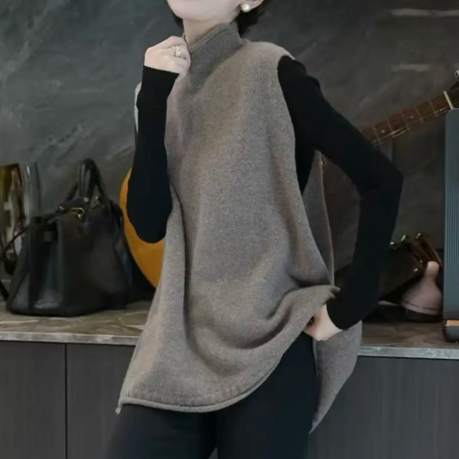 特惠价【穿到零下十度】加厚100%纯羊毛立领无袖针织马甲女MG8506