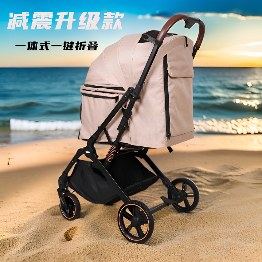 CaroQ品牌高端轻便型宠物车一键收一体式折叠狗狗猫咪高景观推车